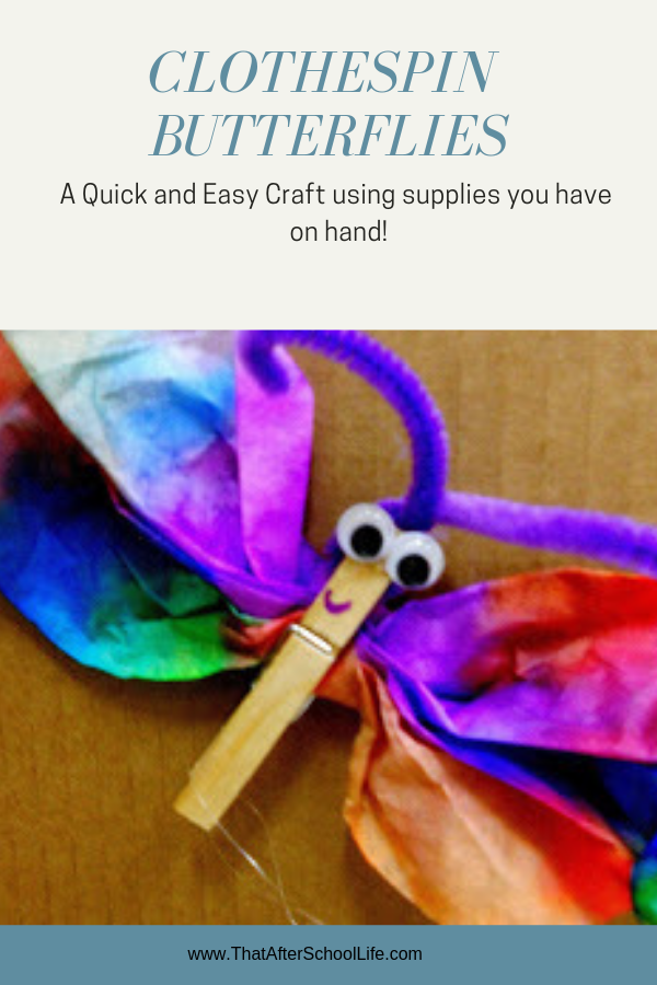 Create a beautiful one of kind coffee filter butterflies with just a coffee filter, pipe cleaner, markers and water and googly eyes. This simple craft activity is easy to set up and uses supplies you have on hand!