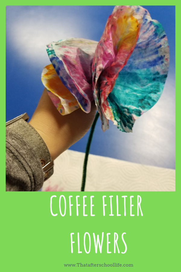 Get kids crafting with simple supplies you have on hand. Create beautiful coffee filter flowers with just a coffee filter, pipe cleaner, markers and water.