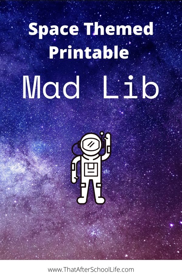 Space themed printable mad lib