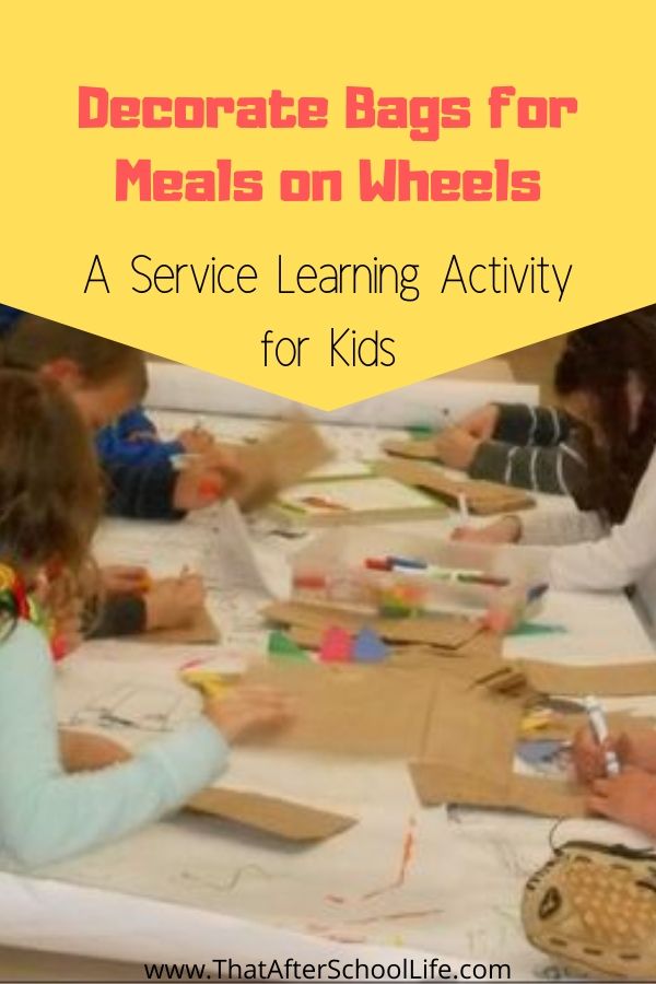  Decorate lunch bags for your local meals on wheels organization.  This super simple service learning activity will brighten someone's day with some simple art work. 