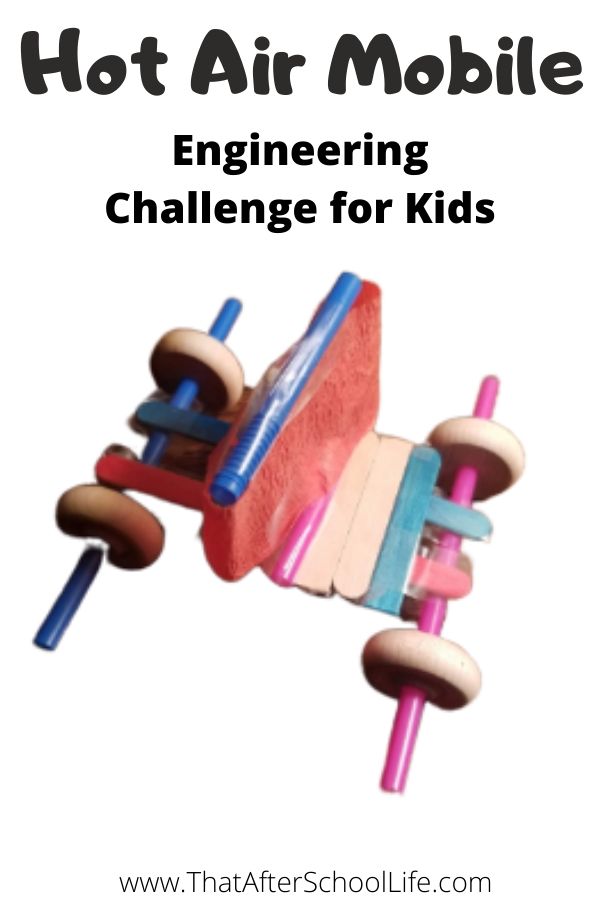 The hot air mobile challenge asks kids to engineer a four wheeled mobile that can move from point A to point B with one simple breath of air. This STEM activity can be set up quickly with little to no cost.