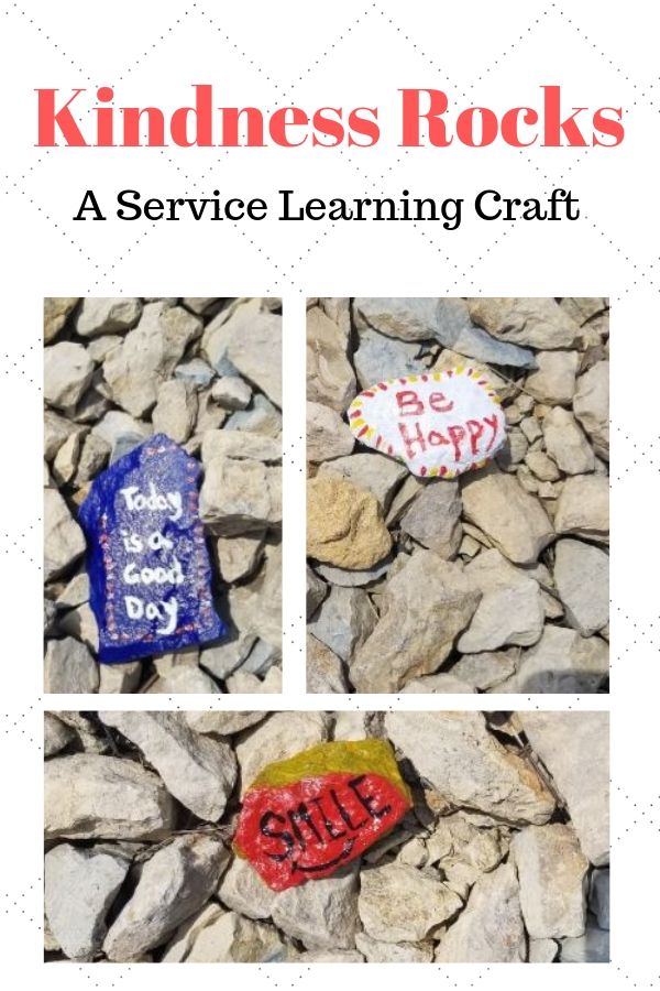 This service learning project for kids promotes kindness with hand painted inspirational rocks they place in the community to lift spirits. Get kids thinking about others with the simple painted rocks that kids will feel proud to share with their community.
